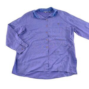 Chicos Design Womens Size 1 Light Purple Button-Up Long Sleeve Shirt